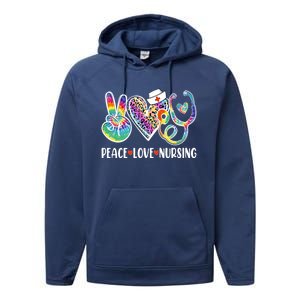 Funny Cute Nurse Peace Love Nursing Stethoscope Nurse Week Meaningful Gift Performance Fleece Hoodie