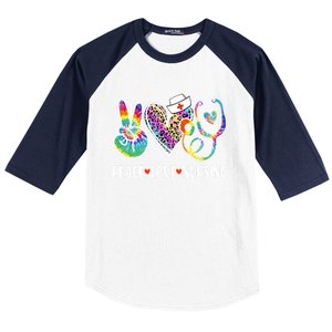 Funny Cute Nurse Peace Love Nursing Stethoscope Nurse Week Meaningful Gift Baseball Sleeve Shirt