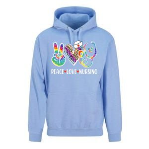 Funny Cute Nurse Peace Love Nursing Stethoscope Nurse Week Meaningful Gift Unisex Surf Hoodie