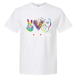 Funny Cute Nurse Peace Love Nursing Stethoscope Nurse Week Meaningful Gift Garment-Dyed Heavyweight T-Shirt