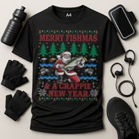 Funny Crappie New Year Fishing Ugly Christmas Sweater Party Performance Shirt