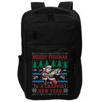 Funny Crappie New Year Fishing Ugly Christmas Sweater Party Impact Tech Backpack