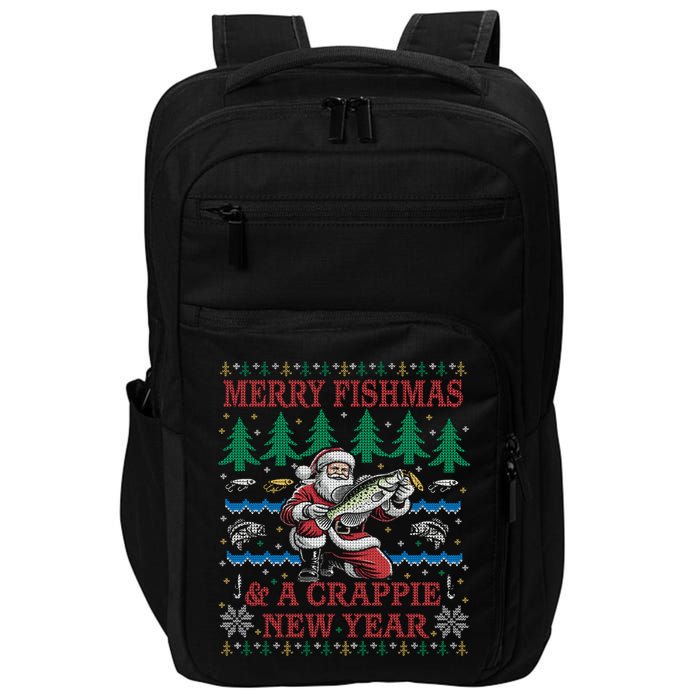 Funny Crappie New Year Fishing Ugly Christmas Sweater Party Impact Tech Backpack