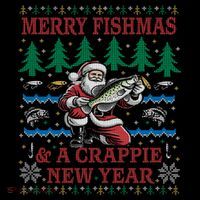 Funny Crappie New Year Fishing Ugly Christmas Sweater Party 7-Panel Snapback Hat