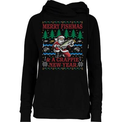 Funny Crappie New Year Fishing Ugly Christmas Sweater Party Womens Funnel Neck Pullover Hood