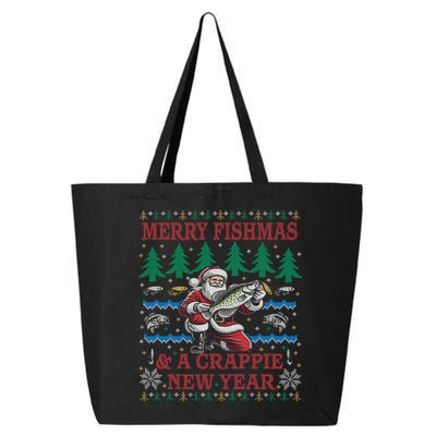 Funny Crappie New Year Fishing Ugly Christmas Sweater Party 25L Jumbo Tote