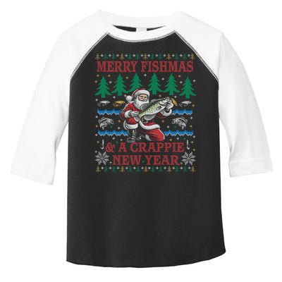 Funny Crappie New Year Fishing Ugly Christmas Sweater Party Toddler Fine Jersey T-Shirt