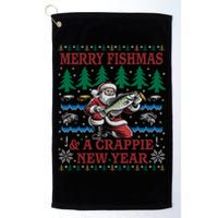 Funny Crappie New Year Fishing Ugly Christmas Sweater Party Golf Towel
