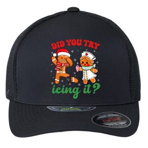 Funny Christmas Nurse Did You Try Icing It Gingerbread Man Flexfit Unipanel Trucker Cap