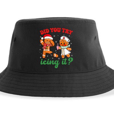 Funny Christmas Nurse Did You Try Icing It Gingerbread Man Sustainable Bucket Hat