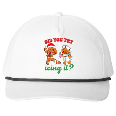 Funny Christmas Nurse Did You Try Icing It Gingerbread Man Snapback Five-Panel Rope Hat