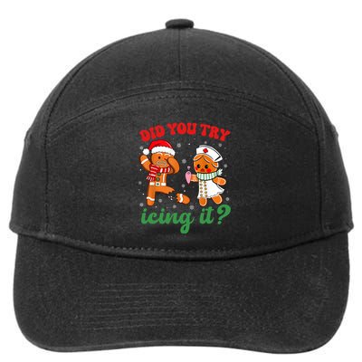 Funny Christmas Nurse Did You Try Icing It Gingerbread Man 7-Panel Snapback Hat