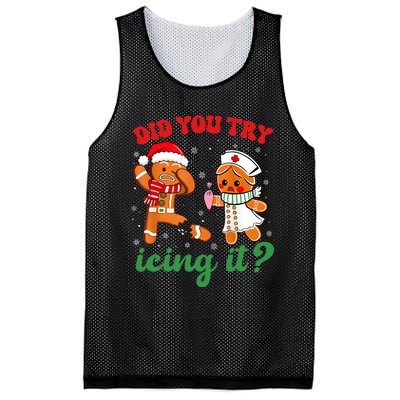 Funny Christmas Nurse Did You Try Icing It Gingerbread Man Mesh Reversible Basketball Jersey Tank