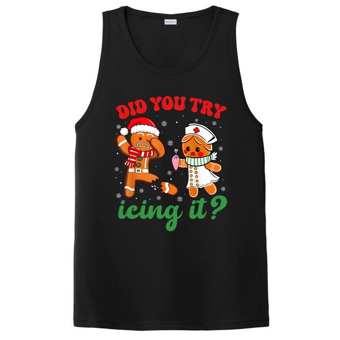 Funny Christmas Nurse Did You Try Icing It Gingerbread Man PosiCharge Competitor Tank