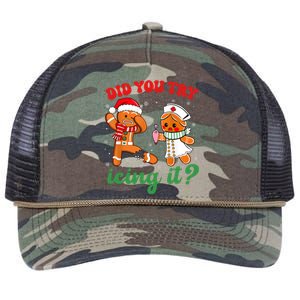 Funny Christmas Nurse Did You Try Icing It Gingerbread Man Retro Rope Trucker Hat Cap