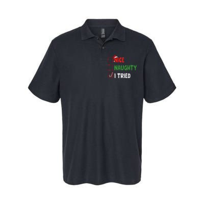 Funny Christmas Nice Naughty I Tried Holiday Xmas 2024 Gift Softstyle Adult Sport Polo