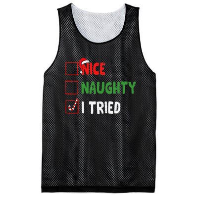 Funny Christmas Nice Naughty I Tried Holiday Xmas 2024 Gift Mesh Reversible Basketball Jersey Tank