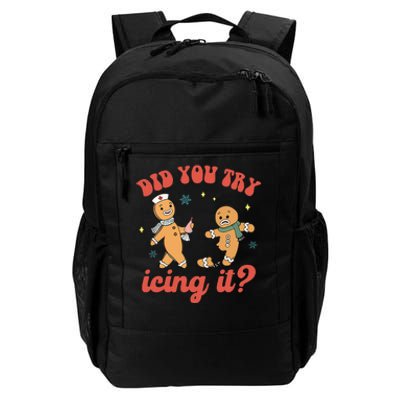 Funny Christmas Nurse Gingerbread Man Did You Try Icing It Daily Commute Backpack