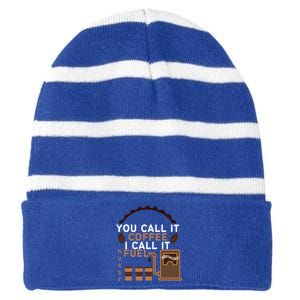 Funny Coffee Nurse Fuel Gift Striped Beanie with Solid Band