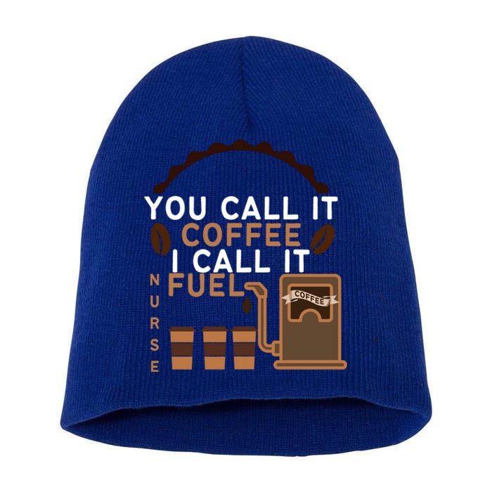 Funny Coffee Nurse Fuel Gift Short Acrylic Beanie