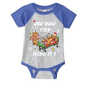 Funny Christmas Nurse Gingerbread Did You Try Icing It Cute Gift Infant Baby Jersey Bodysuit