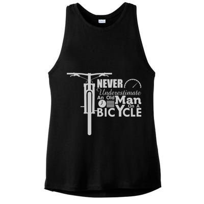 Funny Cyling Never Underestimate An Old Guy On A Bicycle Gift Ladies PosiCharge Tri-Blend Wicking Tank