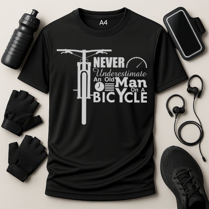 Funny Cyling Never Underestimate An Old Guy On A Bicycle Gift Cooling Performance Crew T-Shirt