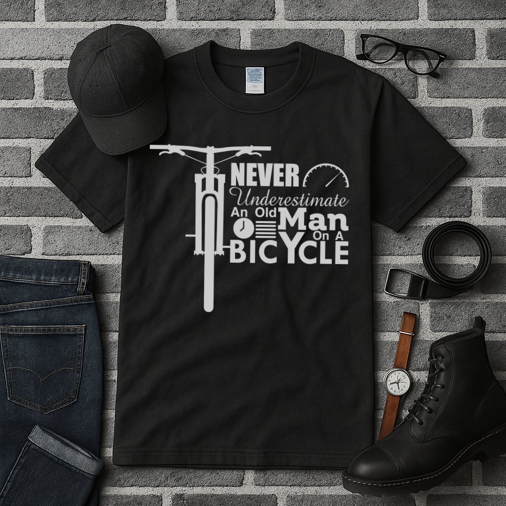 Funny Cyling Never Underestimate An Old Guy On A Bicycle Gift Tall T-Shirt