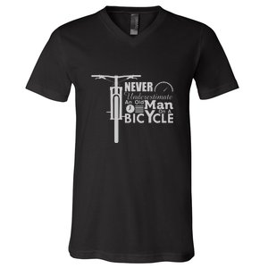 Funny Cyling Never Underestimate An Old Guy On A Bicycle Gift V-Neck T-Shirt