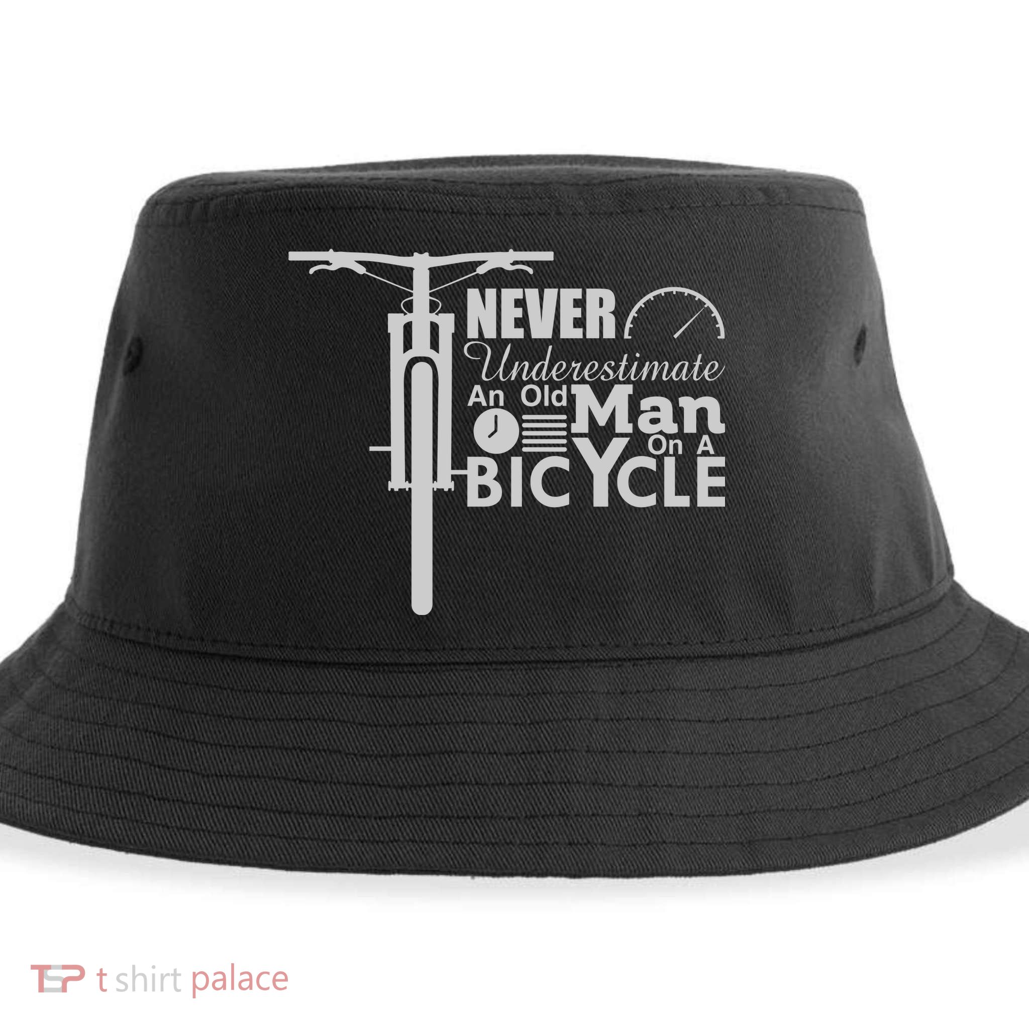 Funny Cyling Never Underestimate An Old Guy On A Bicycle Gift Sustainable Bucket Hat
