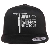 Funny Cyling Never Underestimate An Old Guy On A Bicycle Gift Flat Bill Trucker Hat