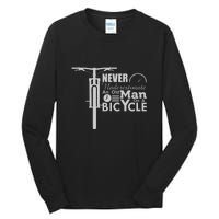 Funny Cyling Never Underestimate An Old Guy On A Bicycle Gift Tall Long Sleeve T-Shirt