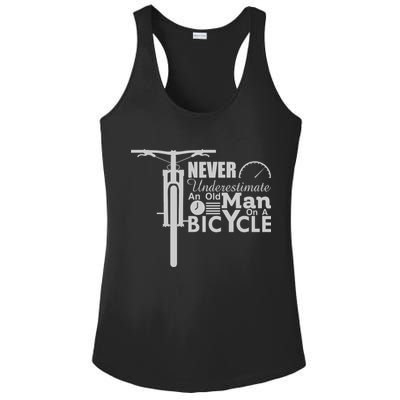 Funny Cyling Never Underestimate An Old Guy On A Bicycle Gift Ladies PosiCharge Competitor Racerback Tank