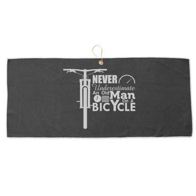 Funny Cyling Never Underestimate An Old Guy On A Bicycle Gift Large Microfiber Waffle Golf Towel