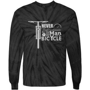 Funny Cyling Never Underestimate An Old Guy On A Bicycle Gift Tie-Dye Long Sleeve Shirt