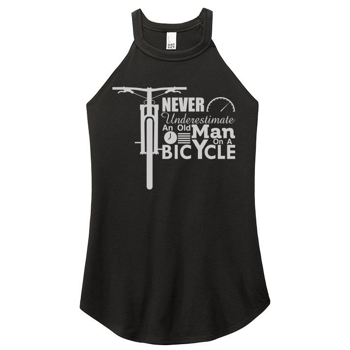 Funny Cyling Never Underestimate An Old Guy On A Bicycle Gift Women's Perfect Tri Rocker Tank