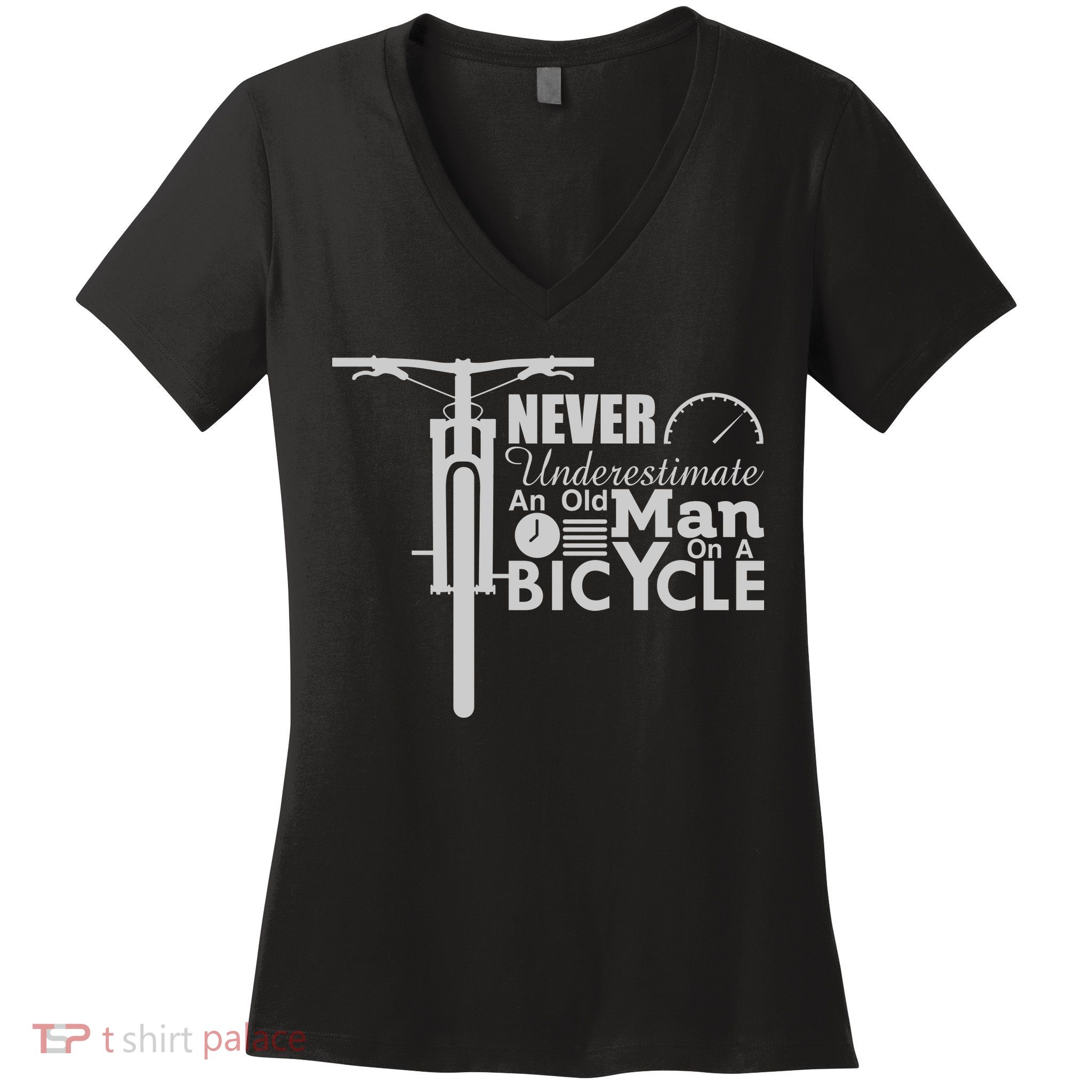 Funny Cyling Never Underestimate An Old Guy On A Bicycle Gift Women's V-Neck T-Shirt