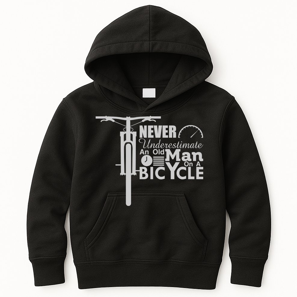 Funny Cyling Never Underestimate An Old Guy On A Bicycle Gift Kids Hoodie