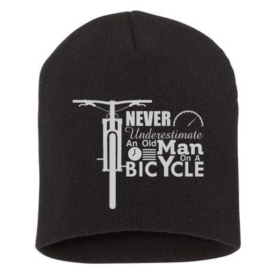 Funny Cyling Never Underestimate An Old Guy On A Bicycle Gift Short Acrylic Beanie