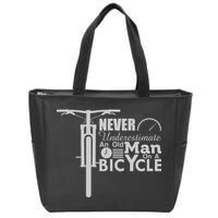 Funny Cyling Never Underestimate An Old Guy On A Bicycle Gift Zip Tote Bag