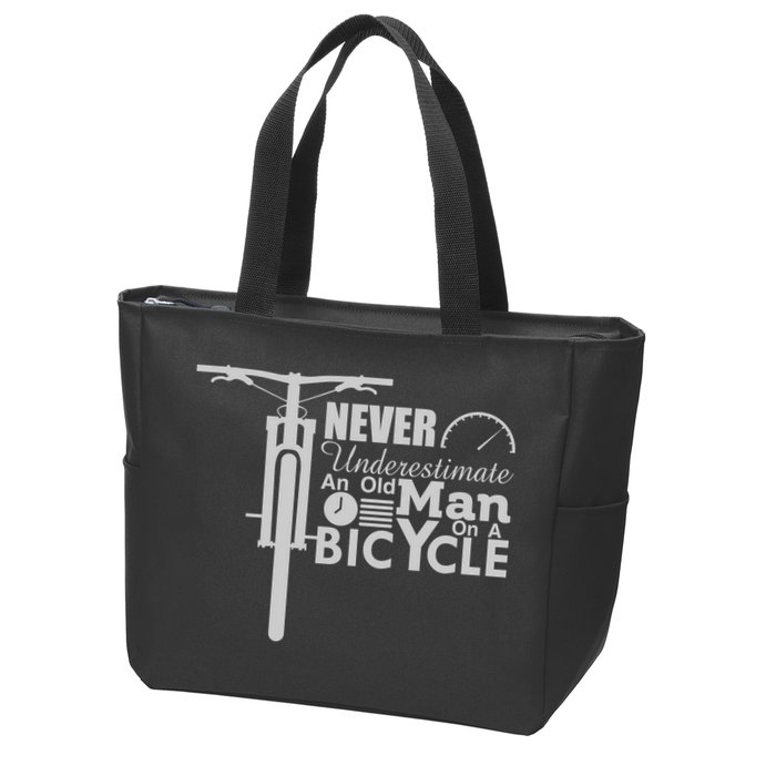 Funny Cyling Never Underestimate An Old Guy On A Bicycle Gift Zip Tote Bag