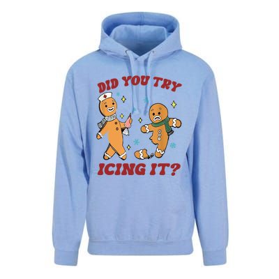 Funny Christmas Nurse Gingerbread Did You Try Icing It Cute Gift Unisex Surf Hoodie