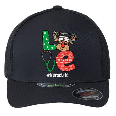 Funny Christmas Nurse Stethoscope Christmas Reindeer Nurse Flexfit Unipanel Trucker Cap