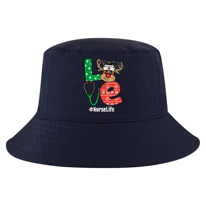 Funny Christmas Nurse Stethoscope Christmas Reindeer Nurse Cool Comfort Performance Bucket Hat