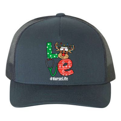 Funny Christmas Nurse Stethoscope Christmas Reindeer Nurse Yupoong Adult 5-Panel Trucker Hat