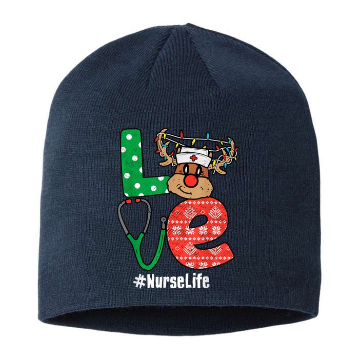 Funny Christmas Nurse Stethoscope Christmas Reindeer Nurse Sustainable Beanie