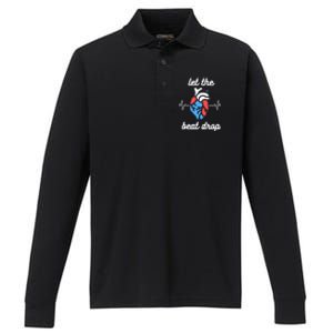 Funny Cardiac Nurse Let The Beat Drop Cardiologist Heart Great Gift Performance Long Sleeve Polo