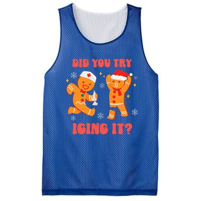 Funny Christmas Nurse Gingerbread Man Did You Try Icing It  Mesh Reversible Basketball Jersey Tank