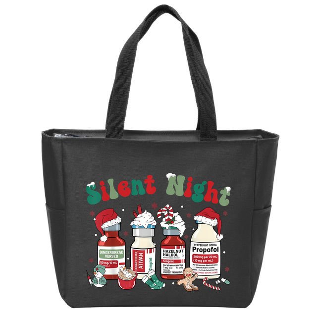 Funny Christmas Nurse Medical Christmas Icu Nicu Rn Er Nurse Zip Tote Bag