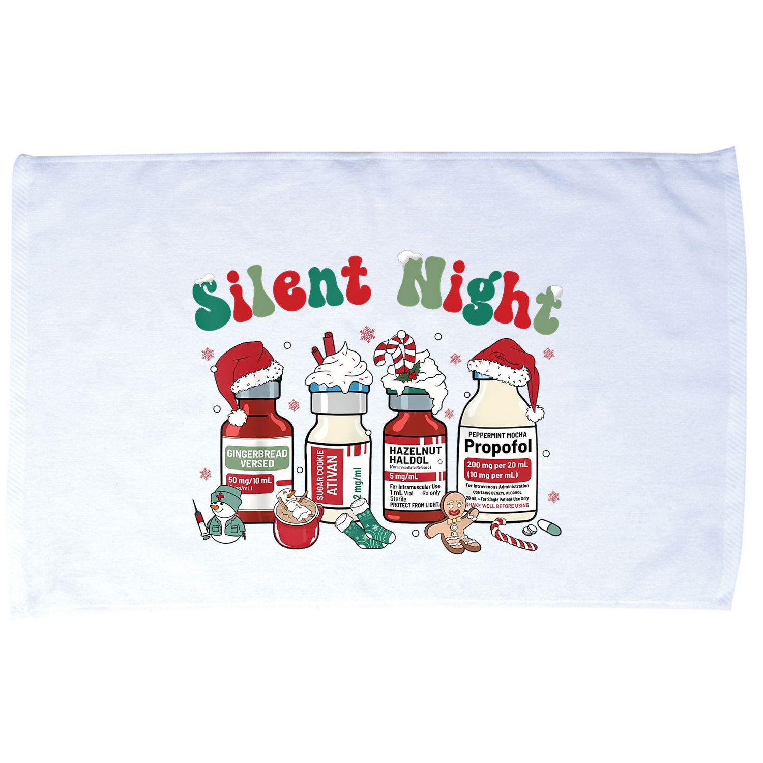 Funny Christmas Nurse Medical Christmas Icu Nicu Rn Er Nurse Microfiber Hand Towel